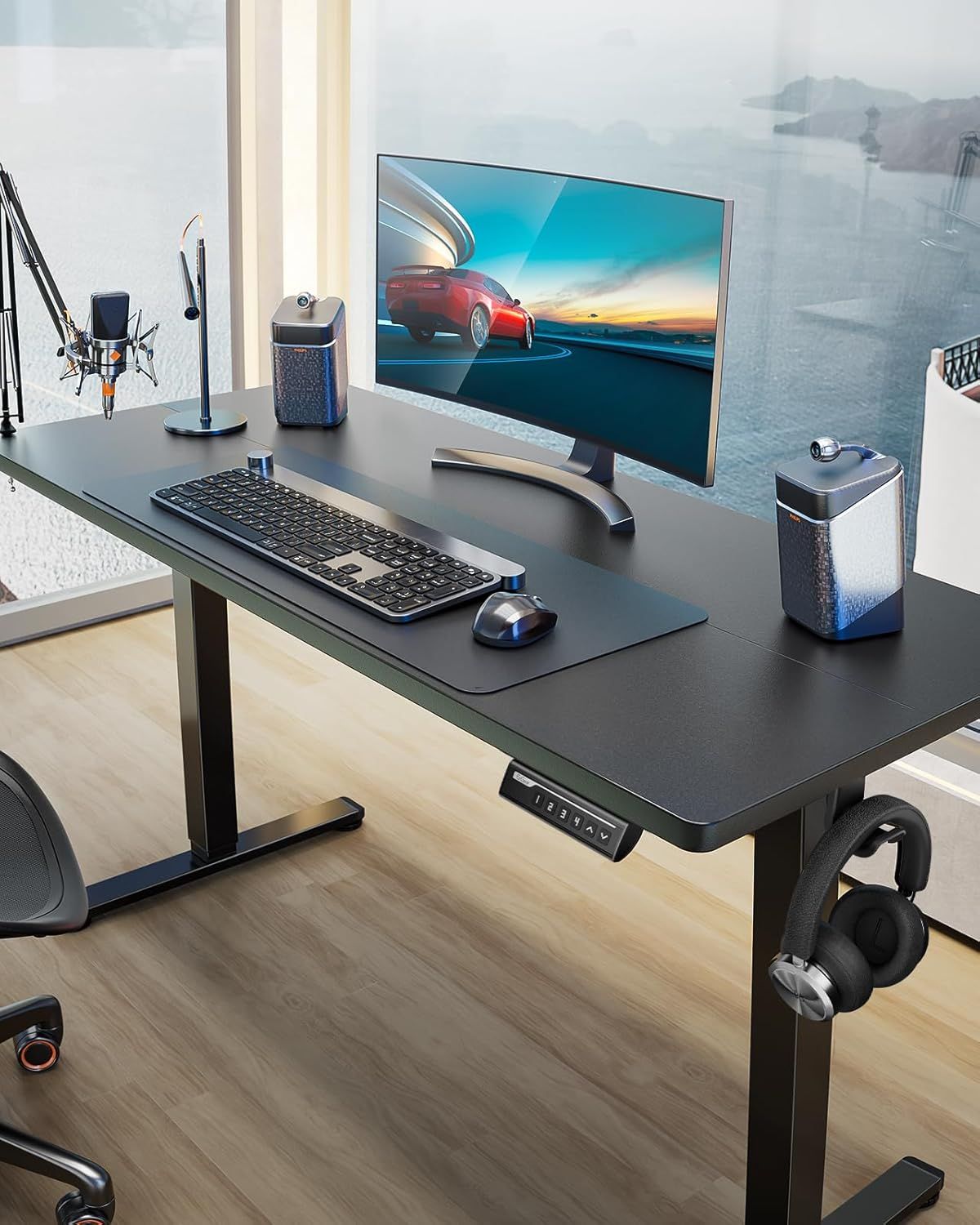 Gaming setup with standing desk