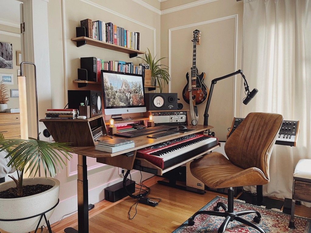 Home studio with standing desk